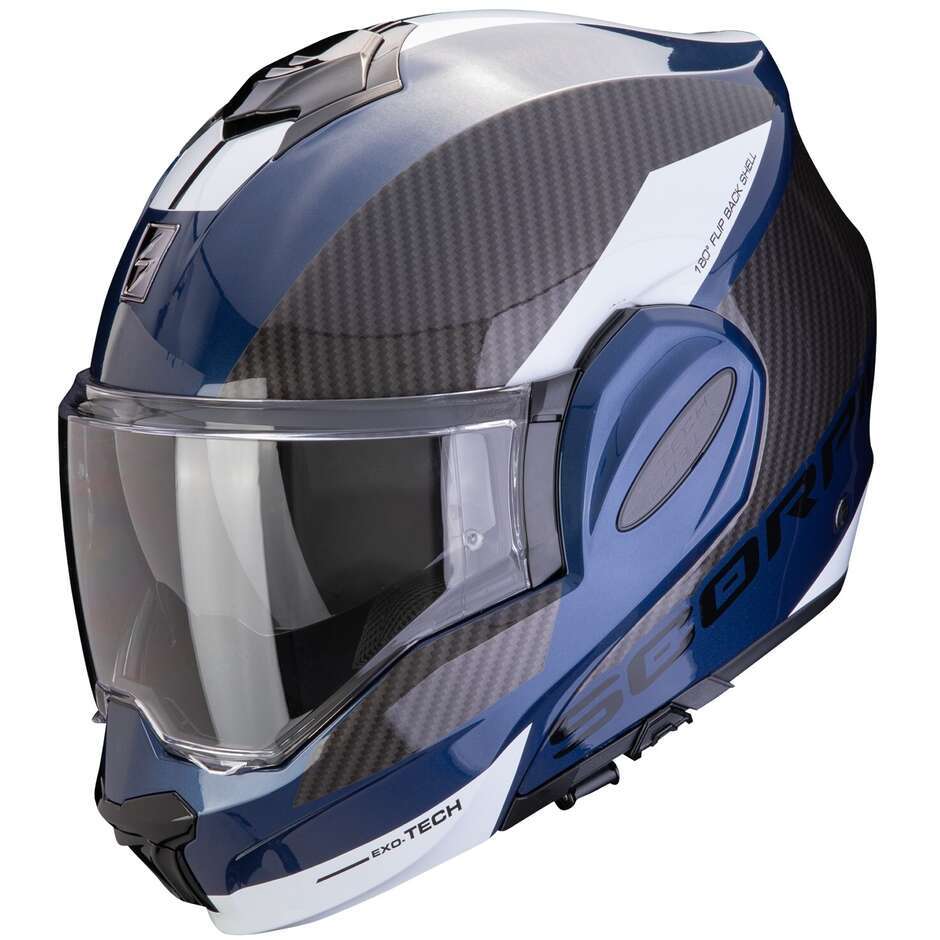 CASCO MODULARE MOTO SCORPION EXO TECH EVO TEAM BLU TOURING BACKFLIP 180° - Foto 6 di 8