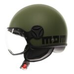 CASCO MOTO JET MOMO DESIGN FGTR CLASSIC E2206 VERDE MILITARE OPACO / NERO - immagine 2