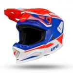 CASCO MOTO CROSS ENDURO MOTARD UFO PLAST HE 13100 HE13100 ECHUS ROSSO BLU