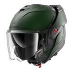 CASCO MODULARE SHARK OXO FLIP BACK BLANK MAT DARK GREEN MATT VERDE OPACO TOURING