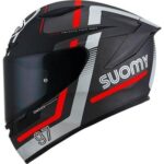 Casco Integrale Moto Suomy TRACK-1 NINETY SEVEN MATT GUNMETAL RED GRIGIO OPACO - immagine 2