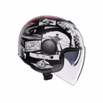CASCO MOTO JET AGV ETERES HISTORY MATT BLACK WHITE RED ROSSO BIANCO NERO - immagine 12