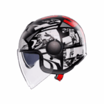CASCO MOTO JET AGV ETERES HISTORY MATT BLACK WHITE RED ROSSO BIANCO NERO - immagine 13