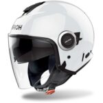 CASCO MOTO JET AIROH HELYOS WHITE GLOSS CUSTOM KIT DOPPIA VISIERA METALLIZZATO