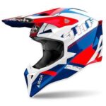 CASCO AIROH WRAAAP FEEL RED BLUE GLOSS ENDURO OFF ROAD MOTO CROSS  ROSSO BLU LUC