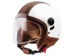 CASCO JET MOTOCUBO TOP CUBE RIFINITURA PELLE PEARL WHITE BIANCO VINTAGE