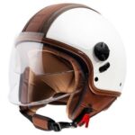 CASCO JET MOTOCUBO TOP CUBE RIFINITURA PELLE PEARL WHITE BIANCO VINTAGE
