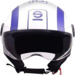CASCO DEMI JET SPARCO SP 601 BIANCO BLU LUCIDO SCOOTER MOTO STRADA CITY