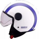 CASCO DEMI JET SPARCO SP 601 BIANCO BLU LUCIDO SCOOTER MOTO STRADA CITY - immagine 2