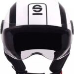 CASCO DEMI JET SPARCO SP 601 BIANCO NERO LUCIDO SCOOTER MOTO STRADA CITY