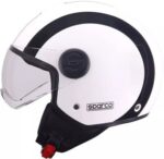 CASCO DEMI JET SPARCO SP 601 BIANCO NERO LUCIDO SCOOTER MOTO STRADA CITY - immagine 2