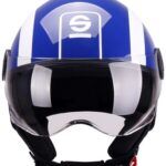 CASCO DEMI JET SPARCO SP 601 BLU BIANCO LUCIDO SCOOTER MOTO STRADA CITY