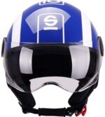 CASCO DEMI JET SPARCO SP 601 BLU BIANCO LUCIDO SCOOTER MOTO STRADA CITY