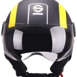 CASCO DEMI JET SPARCO SP 601 NERO GIALLO OPACO SCOOTER MOTO STRADA CITY