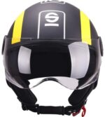 CASCO DEMI JET SPARCO SP 601 NERO GIALLO OPACO SCOOTER MOTO STRADA CITY
