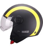CASCO DEMI JET SPARCO SP 601 NERO GIALLO OPACO SCOOTER MOTO STRADA CITY - immagine 2