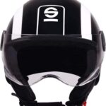 CASCO DEMI JET SPARCO SP 601 NERO BIANCO SCOOTER MOTO STRADA CITY