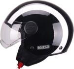 CASCO DEMI JET SPARCO SP 601 NERO BIANCO SCOOTER MOTO STRADA CITY - immagine 2