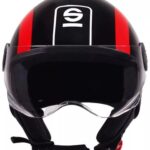 CASCO DEMI JET SPARCO SP 601 NERO ROSSO SCOOTER MOTO STRADA CITY