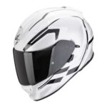 CASCO INTEGRALE MOTO SCORPION EXO 491 KRIPTA BIANCO NERO LUCIDO