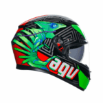CASCO MOTO INTEGRALE AGV K3 S KAMALEON BLACK RED GREEN NERO VERDE ROSSO E22.06