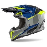 CASCO MOTO AIROH AVIATOR 3 PUSH BLUE GLOSS CROSS OFFROAD AV3P18 AV3P55