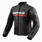 GIACCA JACKET MOTO REV'IT REVIT MILE PELLE LEATHER BLACK NERO ROSSO RED