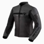 GIACCA JACKET MOTO REV'IT REVIT MILE PELLE LEATHER BLACK NERO FODERA REMOVIBILE