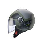 CASCO DEMI - JET CABERG RIVIERA V4X ALPHA VERDE MILITARE OPACO DOPPIA VISIERA - immagine 2