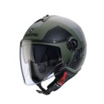 CASCO DEMI - JET CABERG RIVIERA V4X ALPHA VERDE MILITARE OPACO DOPPIA VISIERA