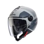CASCO DEMI - JET CABERG RIVIERA V4X ALPHA SABBIA OPACO GRIGIO DOPPIA VISIERA