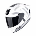 CASCO INTEGRALE SCORPION EXO-391 AROK BIANCO NERO ARGENTO LUCIDO