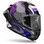 CASCO MOTO AIROH GP 800 MUST BLUE GLOSS ECE 22.06 STREET TOURING BLU NERO VIOLA - immagine 2