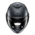 CASCO MODULARE SHARK OXO FLIP BACK BLANK MATT GUN METAL GRIGIO SCURO TOURING - immagine 5