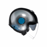 CASCO MOTO AGV JET ETERES LEVANTO BLACK SILVER BLUE  VISIERA PARASOLE - immagine 6
