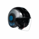 CASCO MOTO AGV JET ETERES LEVANTO BLACK SILVER BLUE  VISIERA PARASOLE