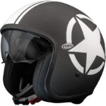 CASCO MOTO JET PREMIER VINTAGE STAR 9BM 9 BM NERO OPACO STELLA HELMET RETRO' BM9