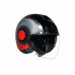 CASCO MOTO AGV JET ETERES LEVANTO BLACK SILVER RED VISIERA PARASOLE