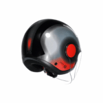 CASCO MOTO AGV JET ETERES LEVANTO BLACK SILVER RED VISIERA PARASOLE - immagine 3