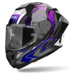 CASCO MOTO AIROH GP 800 MUST BLUE GLOSS ECE 22.06 STREET TOURING BLU NERO VIOLA - immagine 8