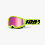 MASCHERA 100% STRATA 2 JUNIOR NEON YELLOW MX CROSS ENDURO OCCHIALI SPECCHIO