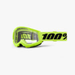 MASCHERA 100% STRATA 2 JUNIOR NEON YELLOW MX CROSS ENDURO OCCHIALI TRASPARENTI