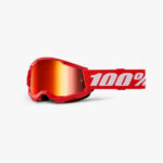 MASCHERA 100% STRATA 2 JUNIOR RED MX CROSS ENDURO OCCHIALI SPECCHIO ROSSO