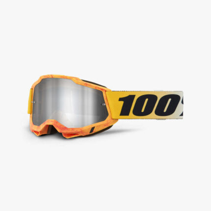 MASCHERA 100% ACCURI 2 RAZZA MX CROSS OCCHIALI ENDURO ARGENTO SPECCHIO