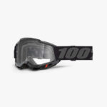 MASCHERA 100% ACCURI 2 OTG OCCHIALI MX CROSS LENTE TRASPARENTE OCCHIALI NERO