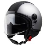 Casque Jet Motocube Top Cube Finition Cuir Gris Foncé Vintage