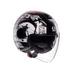 Casque Moto Jet Agv Eteres History Matt Noir Blanc Rouge