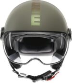 Casco Moto Jet Momo Design Fgtr Classic Flip E2206 Verde Mate Bronce - immagine 5
