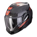 Casque Moduler Moto Scorpion Exo Tech Evo Carbone Rover Rouge Touring Basculable