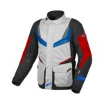 Veste Moto Homme MACNA Rancher Gris Clair Bleu Imperméable Intérieur Amovible